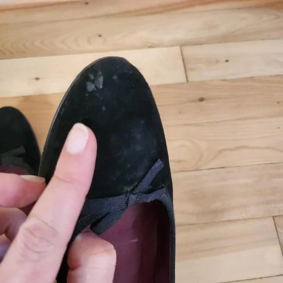 Prada - Black Suede Round-Toe Flats - Picture 7 of 8